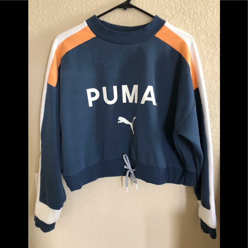 Puma crop pull over drawstring sweater Large